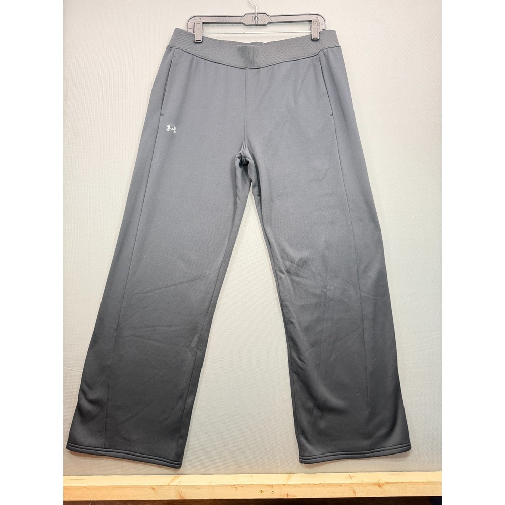 Under Armour ColdGear Mens Large Black Fleece Sweatpants Loose Fit Open Bottom - Picture 5 of 5